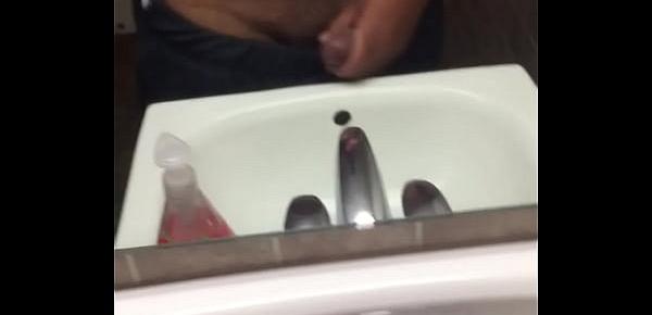  Thick 18 yo jerks off in public bathroom